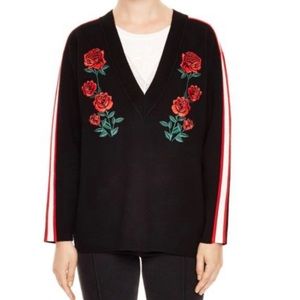🌹 SANDRO embroidered rose sweater M